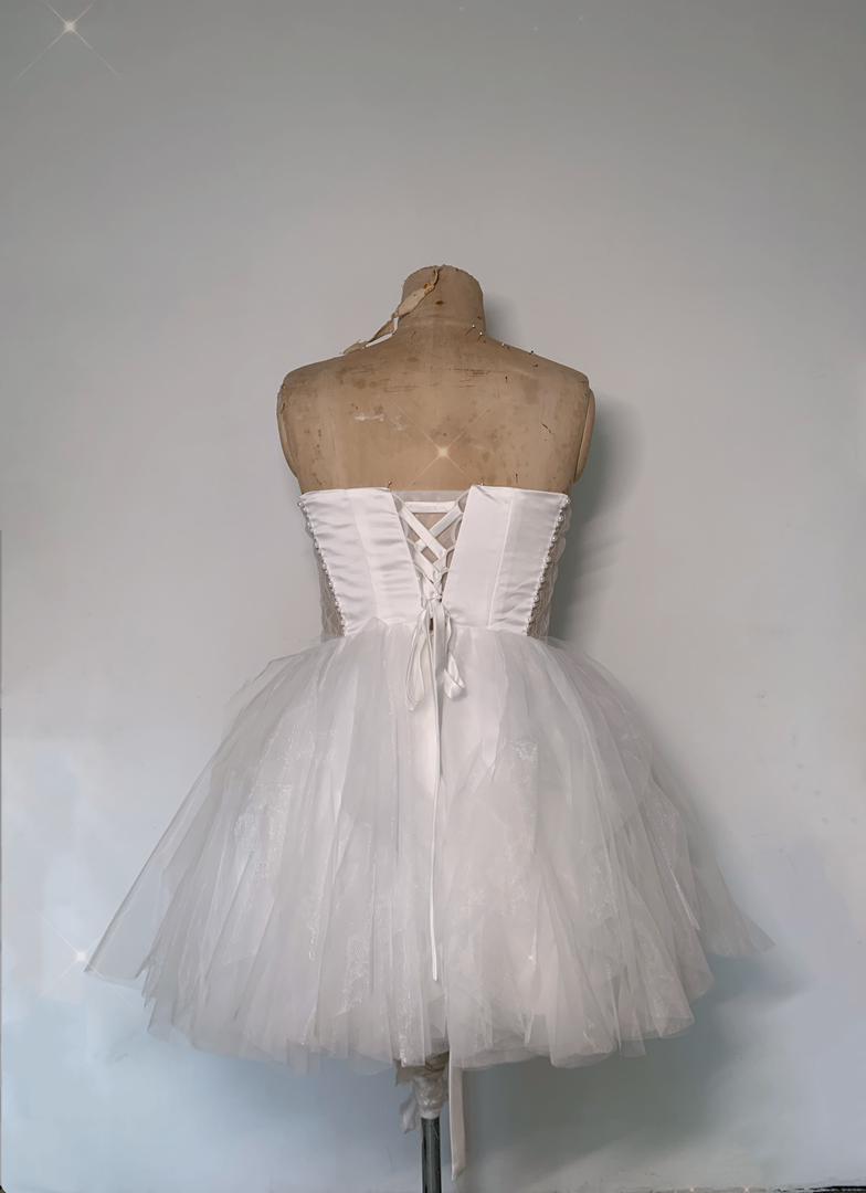 LWD- Mini Dress 2 Satin Bodice Sash and Layered Tulle Secondary image