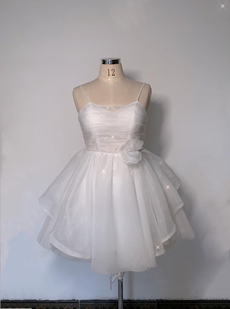 LWD - Mini Dress 3 Tulle Ruched with Flower Bow Main image