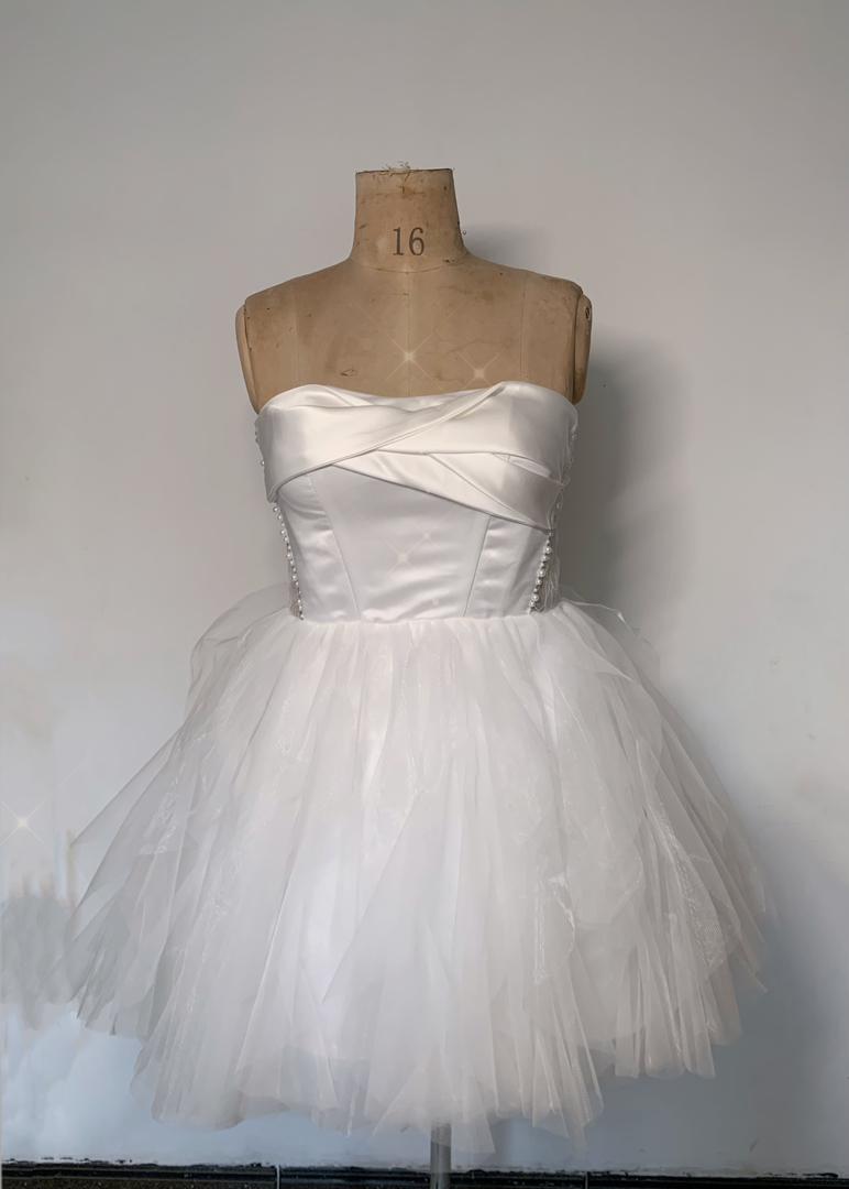 LWD- Mini Dress 2 Satin Bodice Sash and Layered Tulle Main image